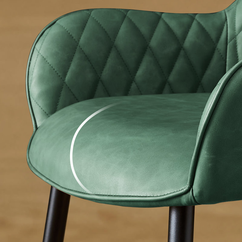 Modern Faux Leather/Suede Diamond Stitching Armchair Dining Chair for Dining Room, Bar, Restaurant, Hotel, Hunter Green PU