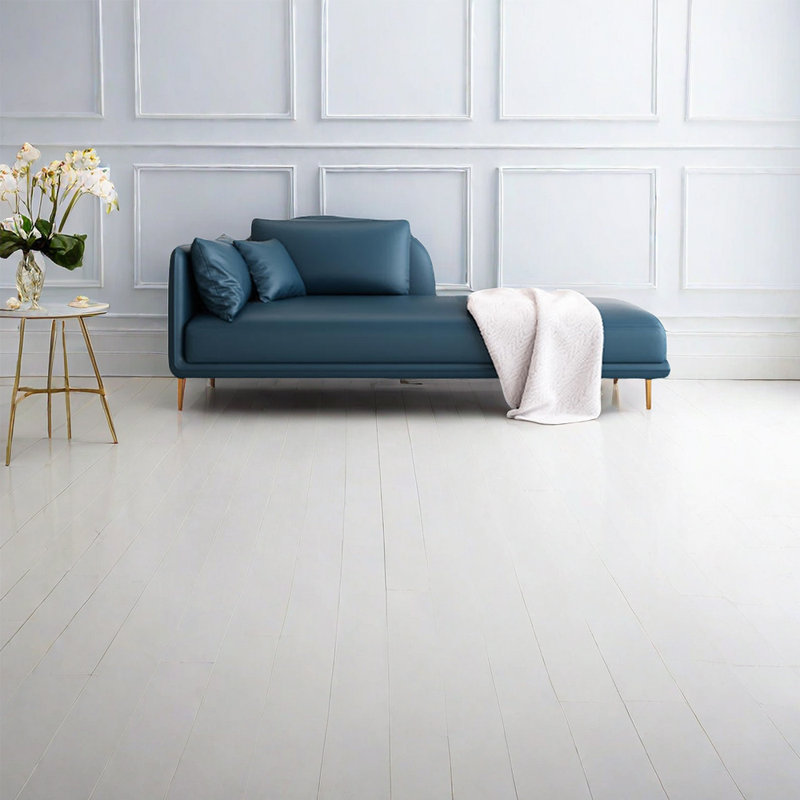 Fauteuil inclinable rembourré en éponge de style luxueux en similicuir léger, Accoudoir à gauche (vu de face), Bleu