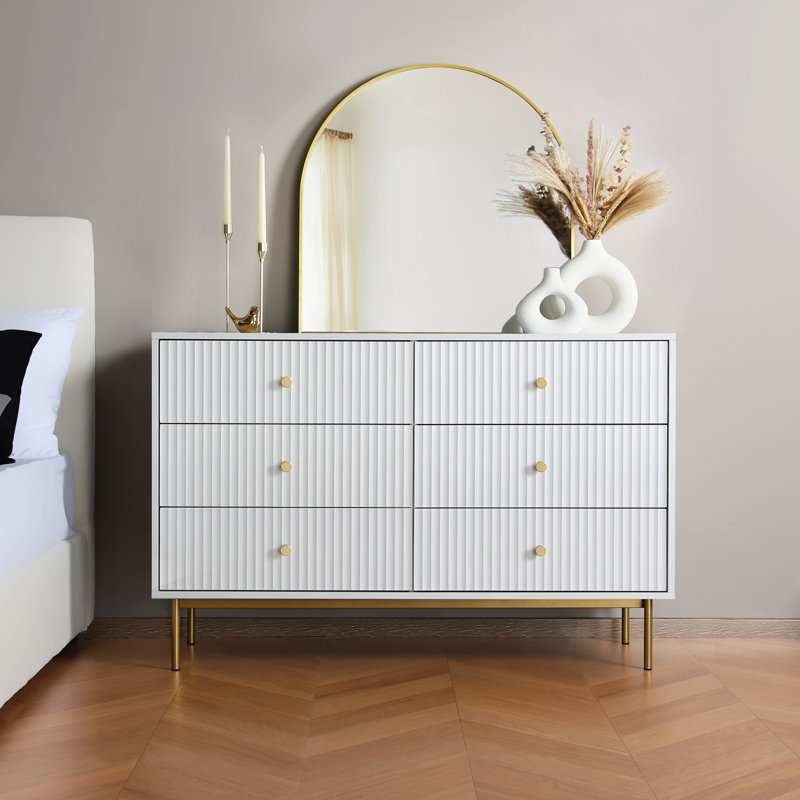 Aimilios 120cm W 6 - Drawer Chest of Drawers, White