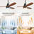 Kemp 52" 3-Solid Wood Blade Propeller Modern Ceiling Fan With LED Lights, Remote-1189929296