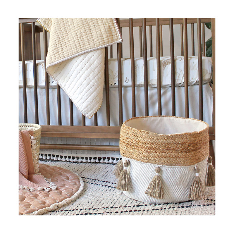 Gardenia Cotton And Jute Storage Bin For Baby Nursery or Kid's Room