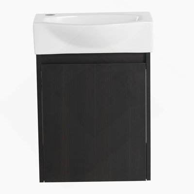 Petit meuble-lavabo moderne 16 "avec lavabo à poser en céramique pour petit espace