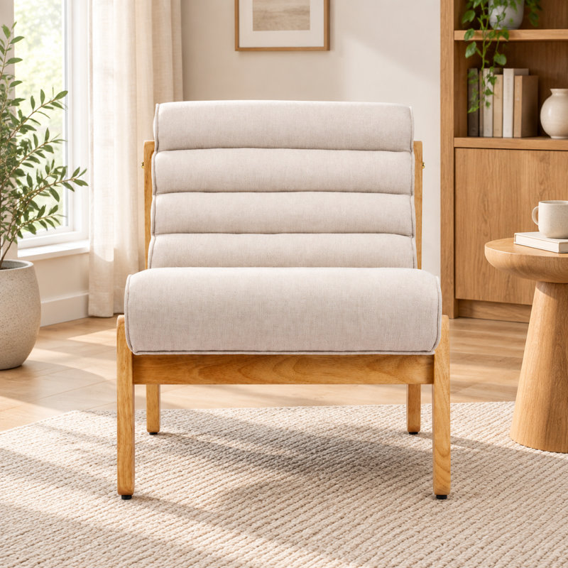 Fauteuil d'appoint moelleux avec cadre en bois massif