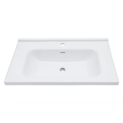 32"X20" White Rectangular Single Vanity Top With 1 Faucet Hole And Overflow(Sink Only)(Includes Only The Bathroom Sink)