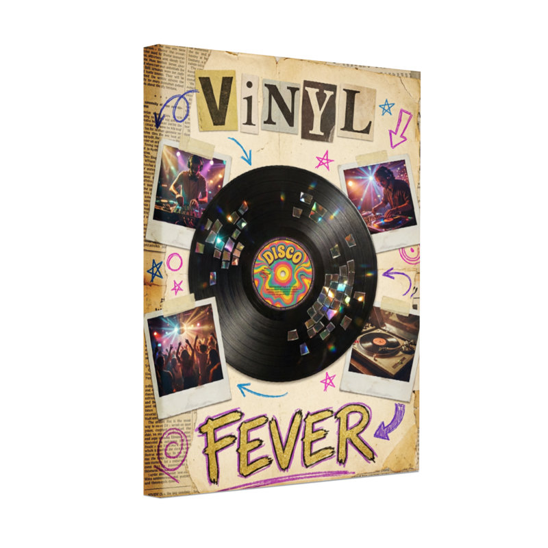 Collage de disques en vinyle, H 18 po x l 12 po