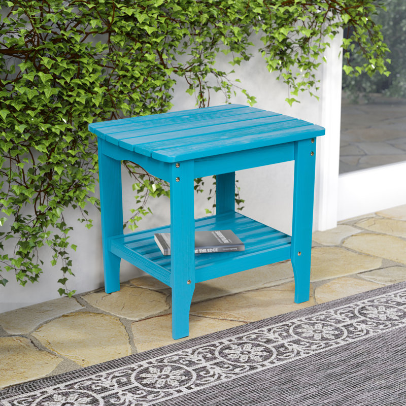 Endymion Rectangular Cedar Outdoor Side Table , 24'' in. W 19'' in. D, Aqua