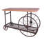 Table de canapé en chêne et gris antique avec tablette inférieure