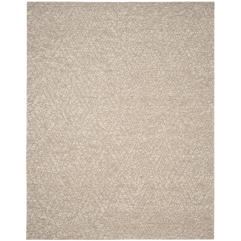 Jacobs Hand Woven Wool/Cotton Geometric Rug in Beige, Rectangle 10' x 14'