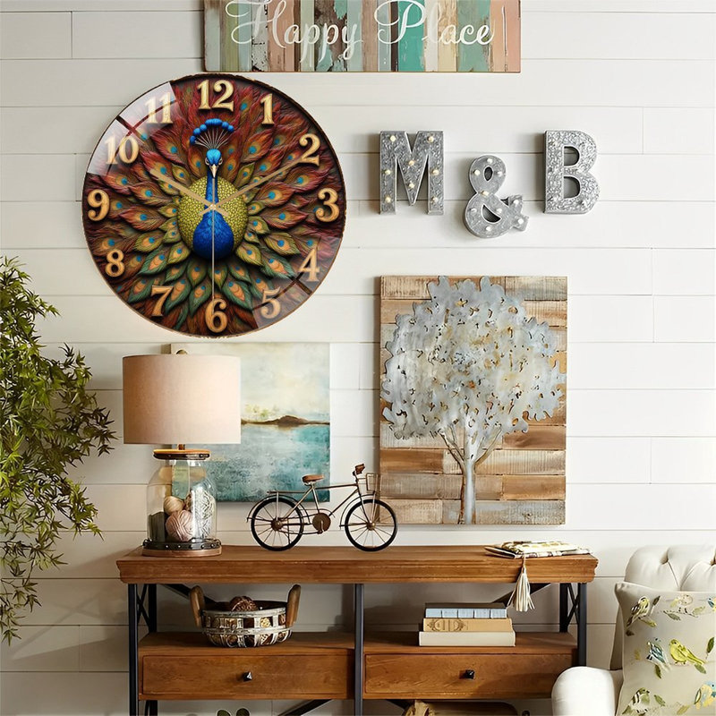 Horloge murale Peacock Decor