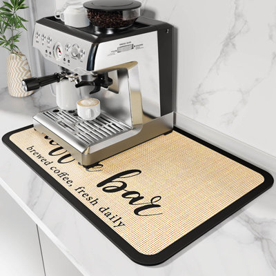 Coffee Mat Coffee Bar Mat Hide Stain Absorbent Drying Mat With Waterproof Rubber Backing