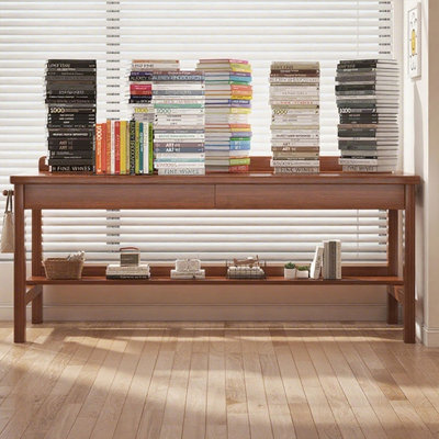 Nut-brown Rectangular Solid Wood with 2 drawers desk