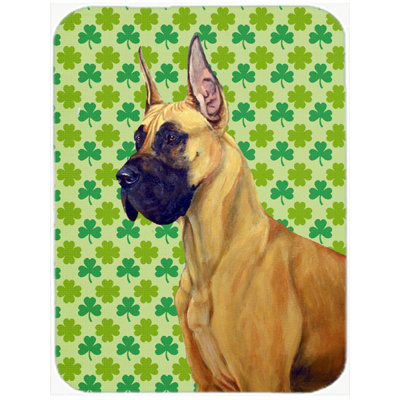 Caroline's Treasures Shamrock Lucky Irish Great Dane St. Patrick's Day Portrait Glass Cutting Board