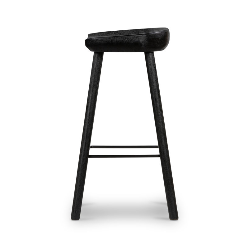 Barrett Solid Wood Bar & Counter Stool, Counter Stool (26.75” Seat Height), Matte Black