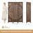 Peony Pattern Room Divider, 3-Panel, Light Brown-833296575-833296561