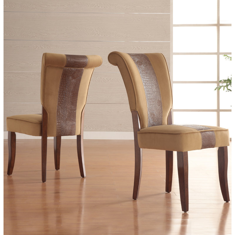 Chaise d'appoint Aukeem, Velours brun et imprimé faux alligator