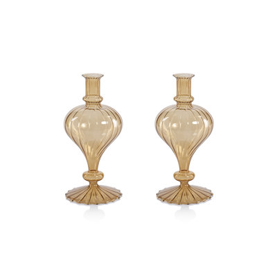 Ensemble de 2 vases en verre spiralé en forme de navet