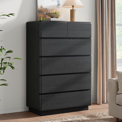 6 Drawer Dresser For Bedroom, 48" Tall Modern Dressers & Chest Of Drawers With Rounded Corner Design & Thickened Base, Living Room, Hallway, Gaddis