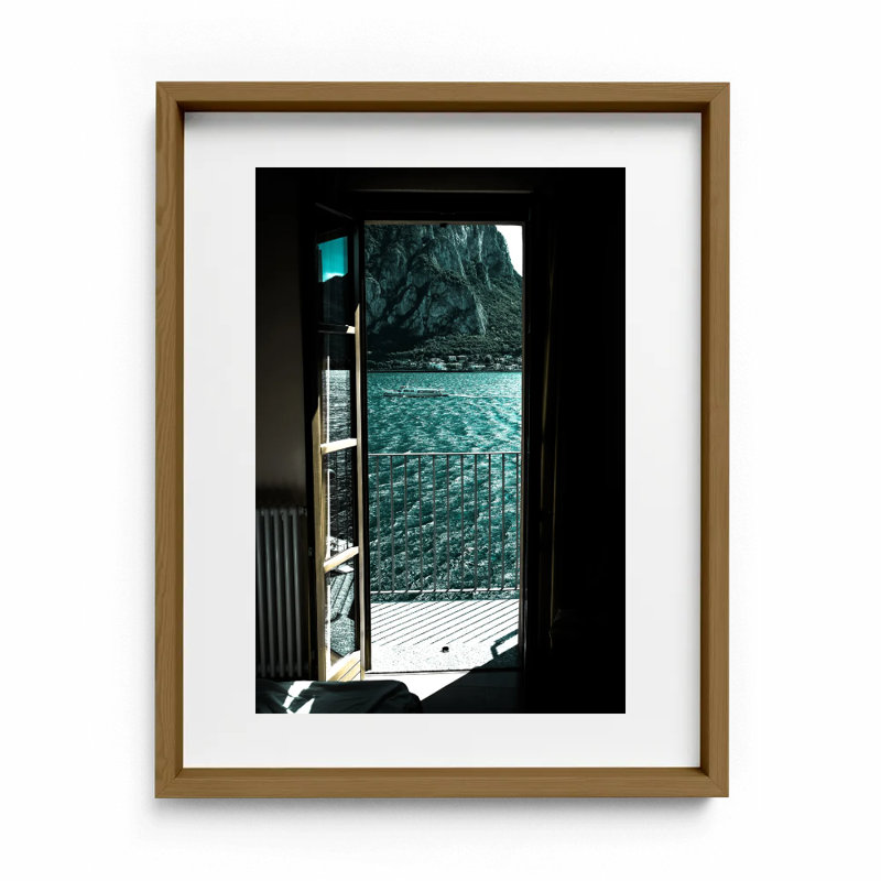 Terrazza Del Lago Print by Joseph Regan, 26" H x 22" W x 0.75" D, Walnut