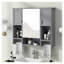 Armoire de rangement murale de salle de bain 35 po x 28 po avec miroir - armoire à pharmacie grise avec porte-serviettes-121765243