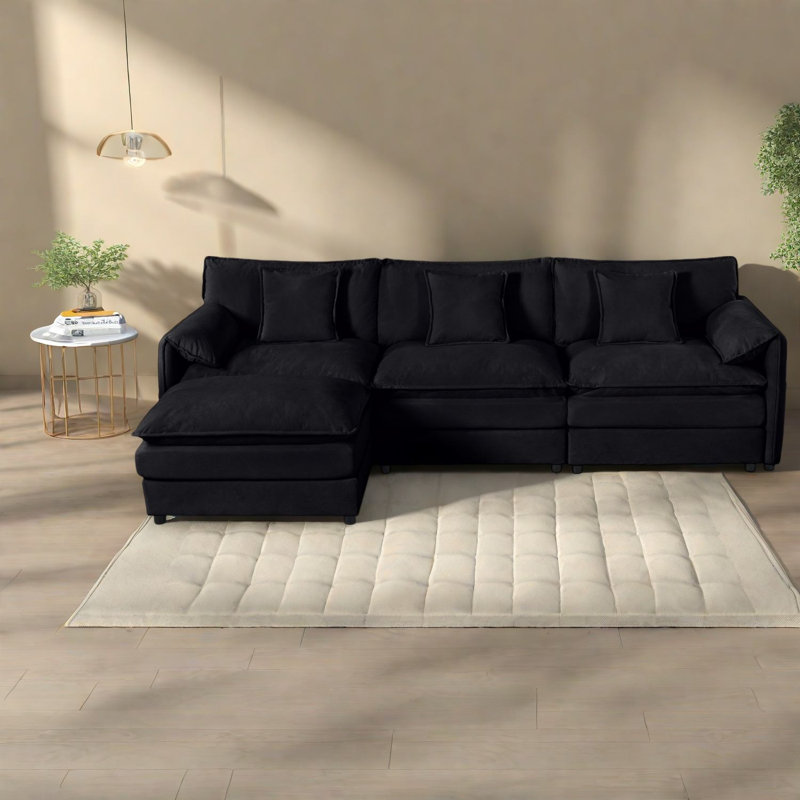 Canapés modulaires spacieux, chenille de qualité supérieure, confort de salon moderne