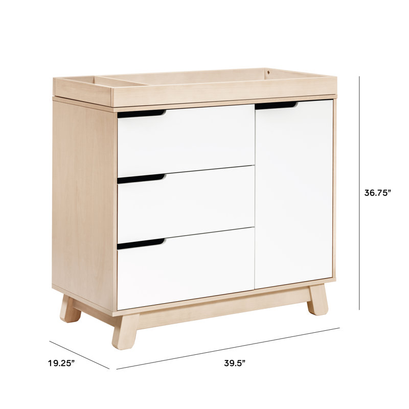 Hudson 3-Drawer Changer Dresser with Removeable Changing Tray, Washed Natural/White