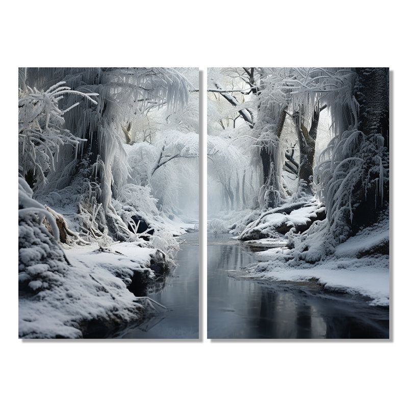 Winter Silent Woods I - Art mural traditionnel 2 panneaux, 36" H x 48" W, Wrapped Canvas, Does Not Apply