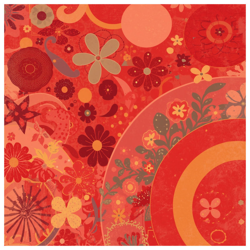 Édredon rouge à motif floral, Très grand lit
