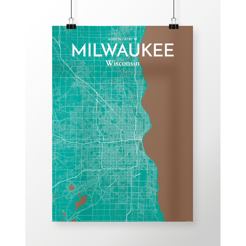 Milwaukee City Map - No Frame Print, 43.2cm H x 27.9cm W x 0.13cm D