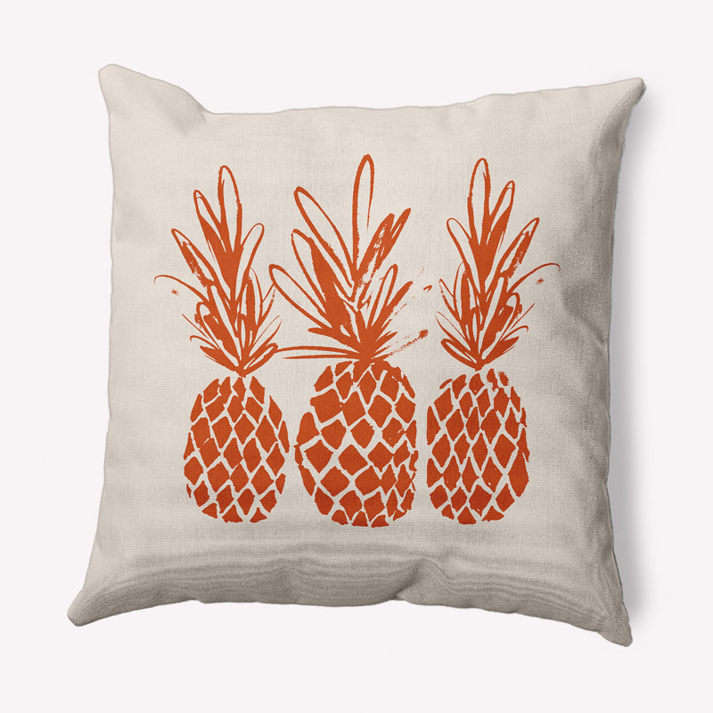 Coussin Pineapples, 18 po x 18 po, Brun foncé