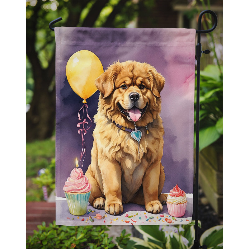 Drapeau de jardin «Happy Birthday», Dogue du Tibet