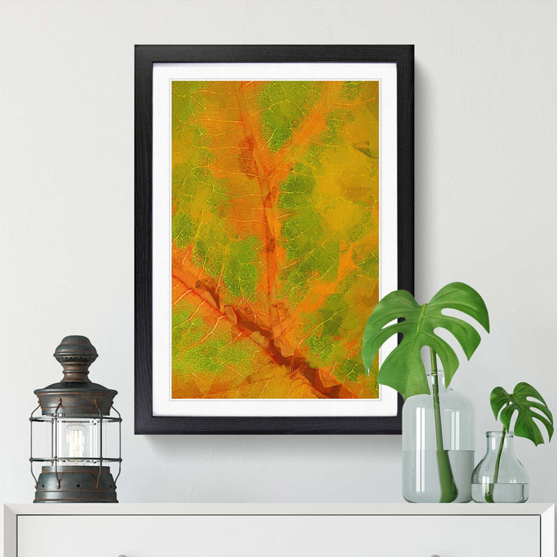 Map of a Leaf in Abstract - Picture Frame Graphic Art Print, 91cm H x 60cm W x 2cm D, Black