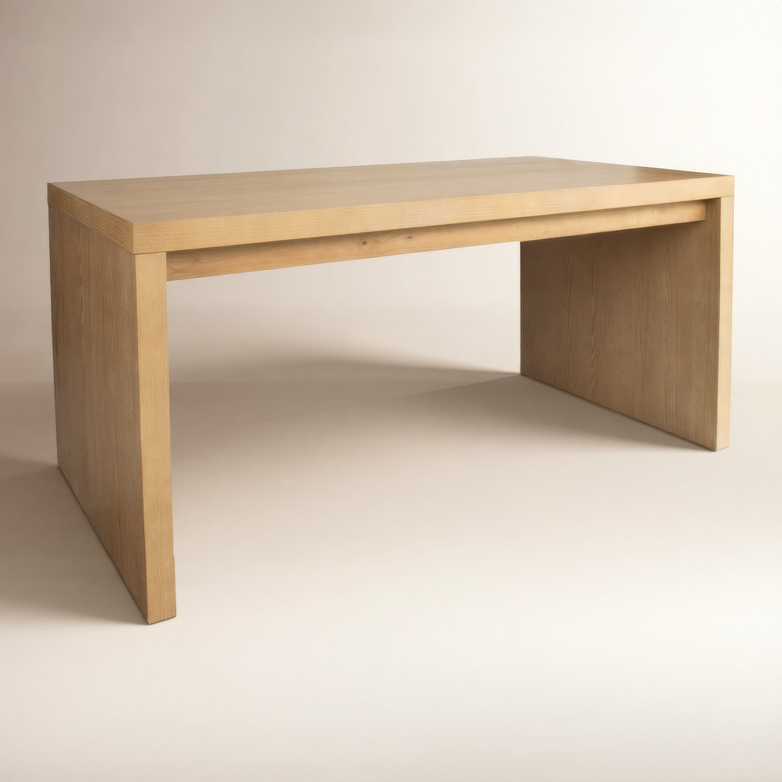 Gabler 64'' Ash Wood Waterfall Dining Table, Natural Brown