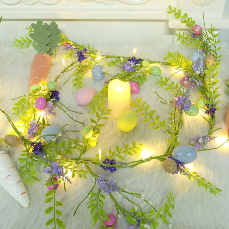 Décorations de Pâques 6 pi pour guirlandes de Pâques lumineuses avec 20 lumières DEL et minuterie