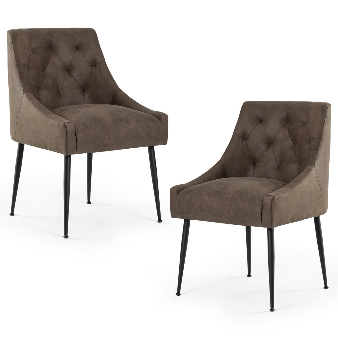 Dining Chairs,Mid Century Dining Chairs,Upholstered Faux Leather Dining Chairs with Back Pull Rod (Set of 2) Mercer41 Upholstery 