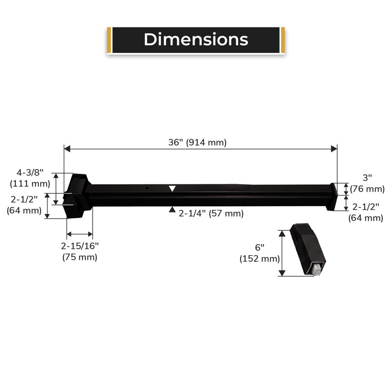 Tige verticale 36 po Deltana PDVR36-DURO, Noir