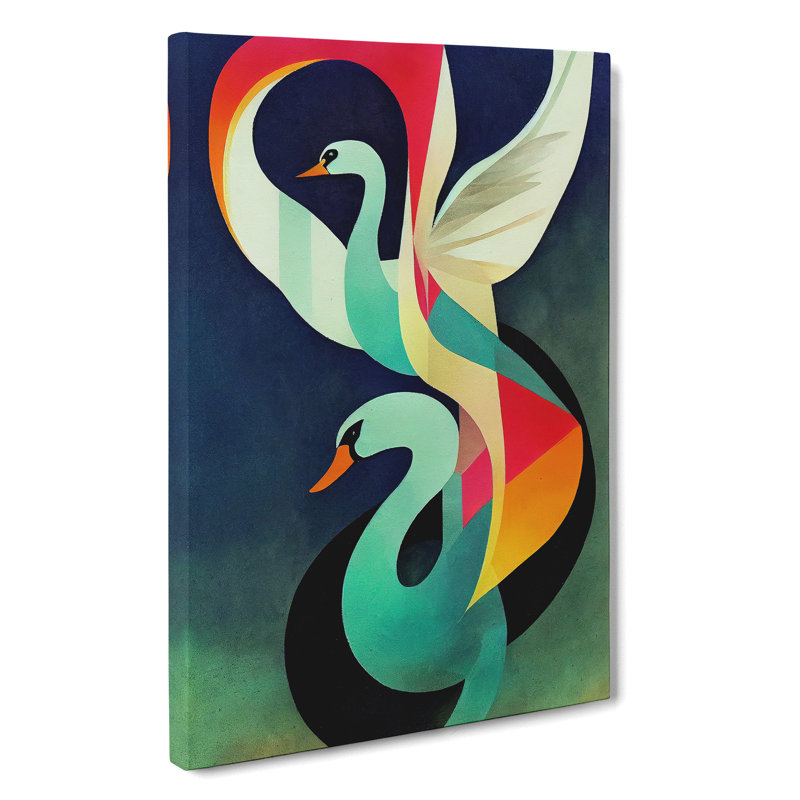 Swan in Abstract No.2 - Wrapped Canvas, 76cm H x 50cm W x 3cm D