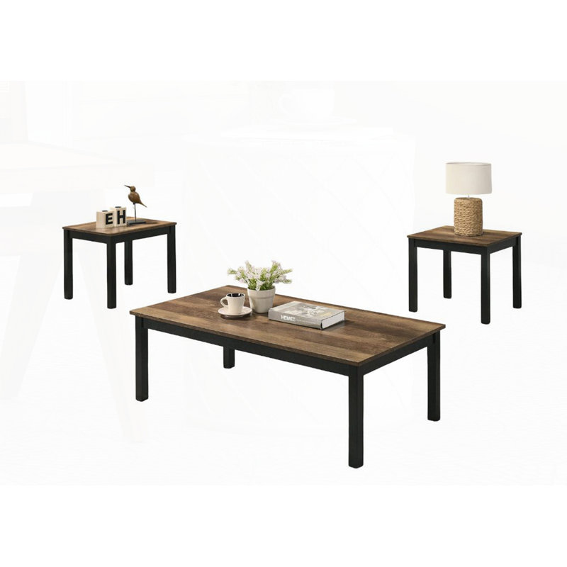 Contemporary Style 3Pc Table Set, Brown, Wood