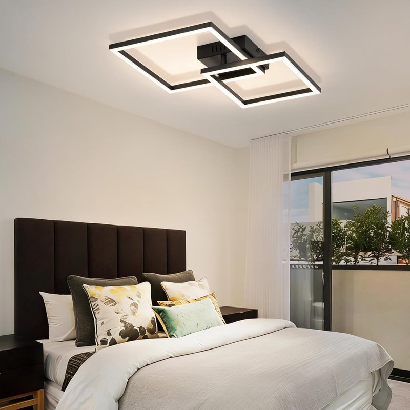 LED Semi Flush Mount, Black, 4000 Kelvins, 6.7cm H x 34.5cm W x 34.5cm D