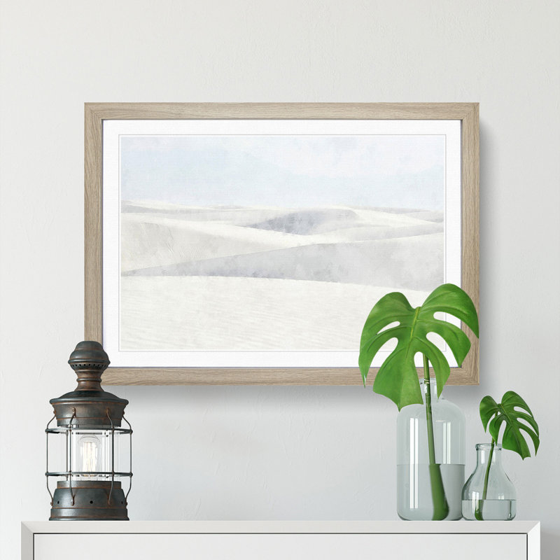 White Sands in New Mexico - Picture Frame Painting Print, 45cm H x 63cm W x 2cm D, Oak Framed