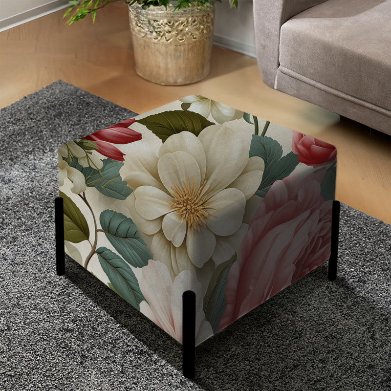 Repose-pieds carré antique Floral
