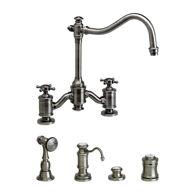 Annapolis Bridge Faucet - Cross Handles, Antique Pewter
