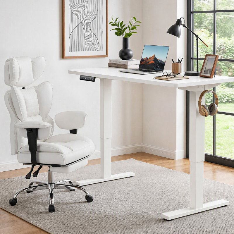 Bureau debout électrique à hauteur ajustable avec fauteuil de direction ergonomique, ensemble de mobilier de bureau moderne