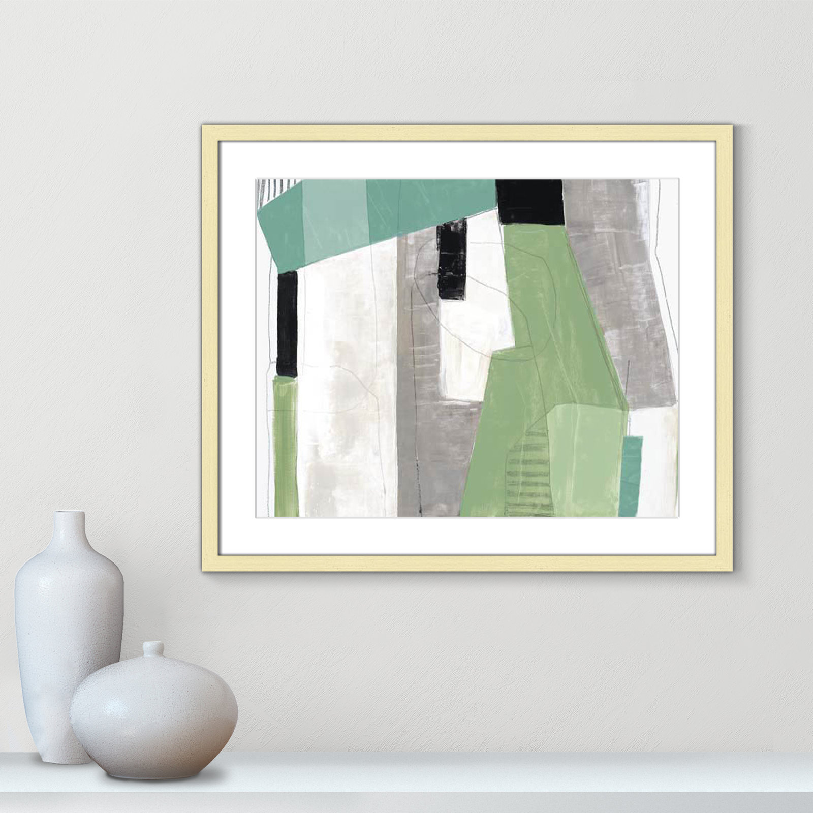 Evergreen Essence Print, 21.5" H x 25.5" W x 1.25" D, Gold Box Frame - Matted Fine Art Paper Print, White