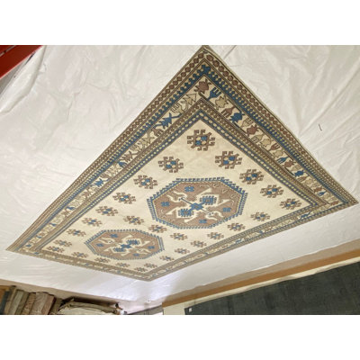Tapis unique de style anatolien vieilli à la main 7 pi 9 po x 12 pi One-of-a-Kind