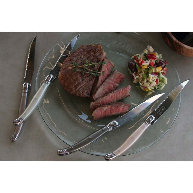 French Home Laguiole 4 Piece Steak Knife Set, Neutral Tones