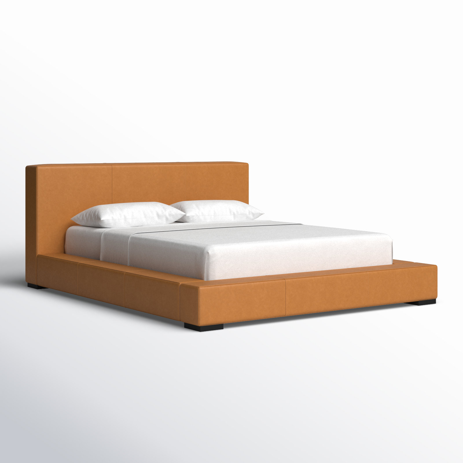 Dorine Genuine Leather Bed, Queen, Cream