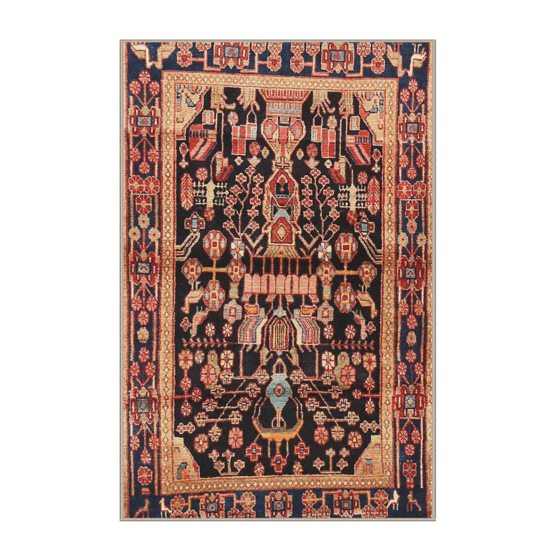 Tapis traditionnel noir / rouge, Rectangle 2 pi x 3 pi