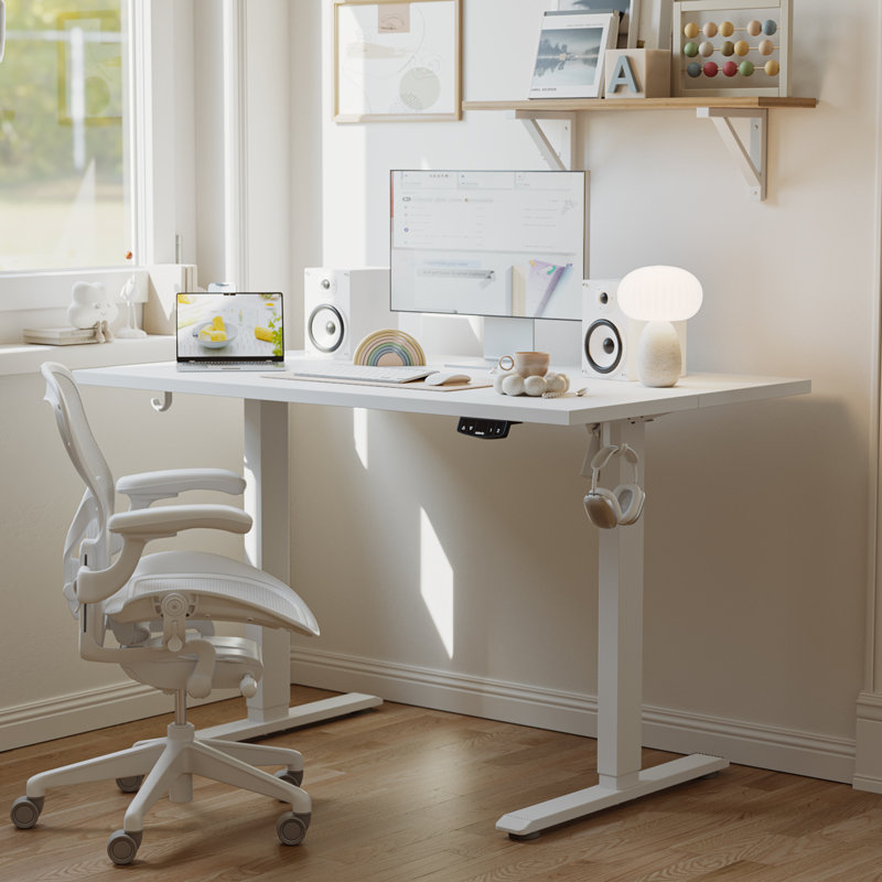 Bureau debout électrique à hauteur ajustable Home Office, H 45,7 po x l 40 po x P 24 po, Blanc