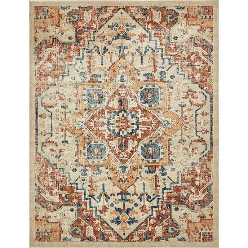 Tapis décoratif oriental Ivoire Alesund, Rectangle 10 pi x 13 pi