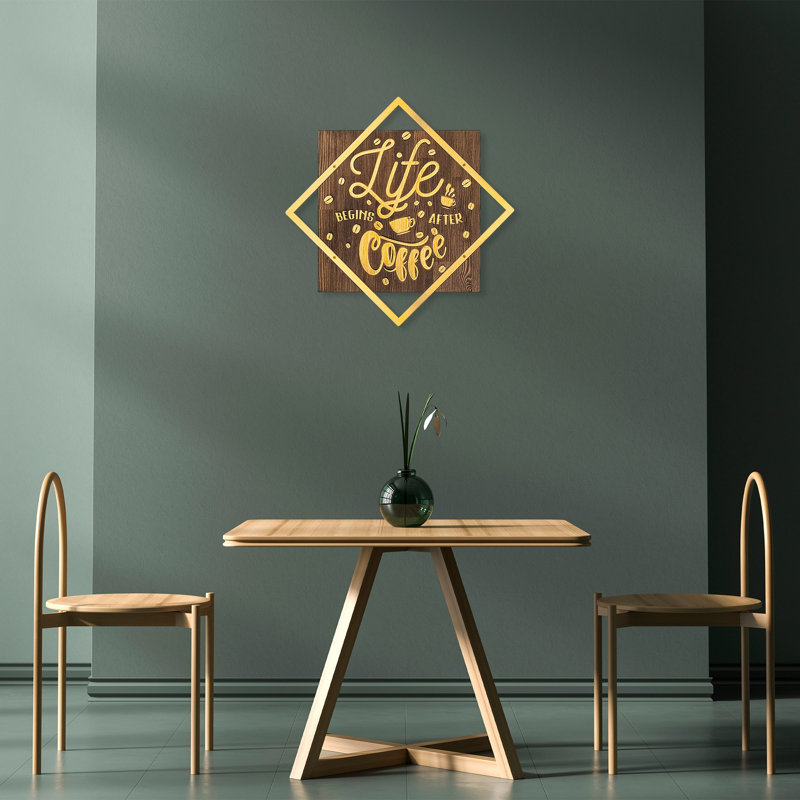 Décoration murale en bois, Noyer / doré